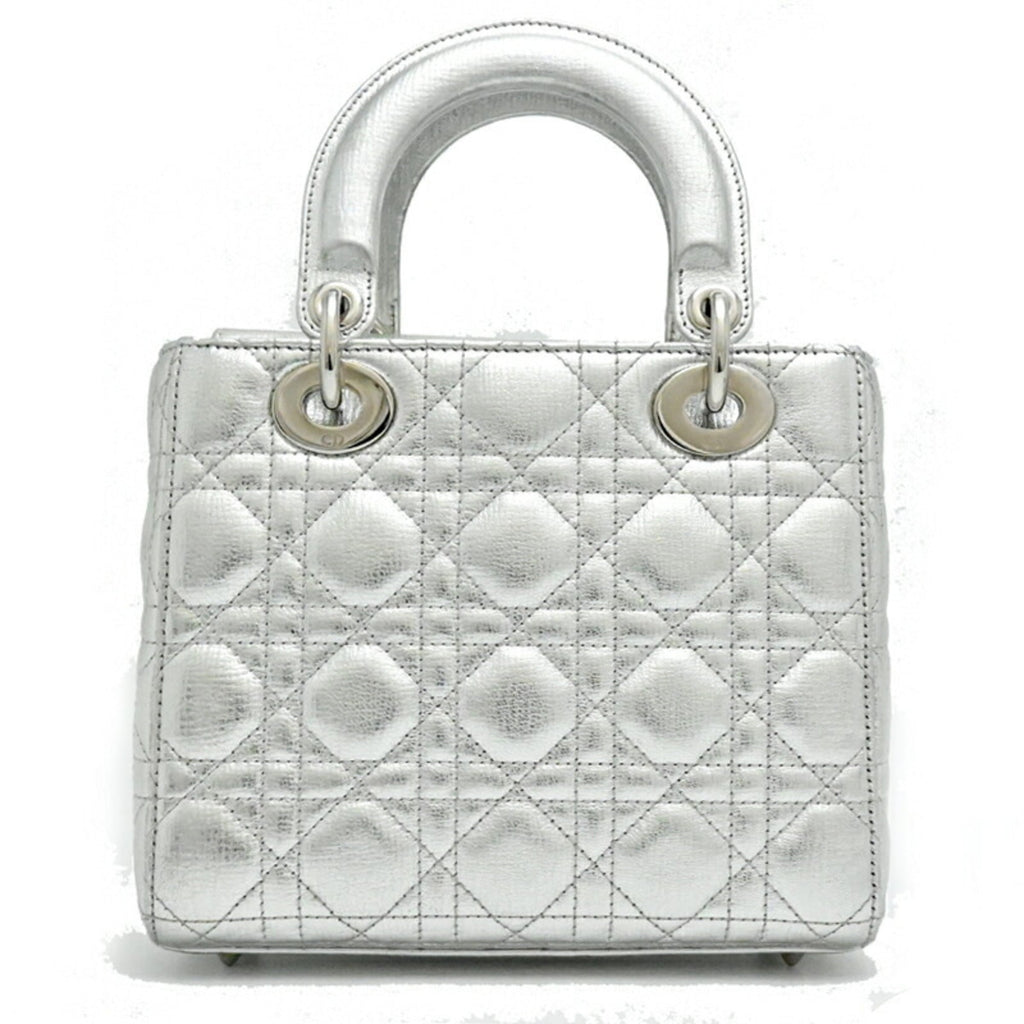 Christian Dior Silver Leather Handbag