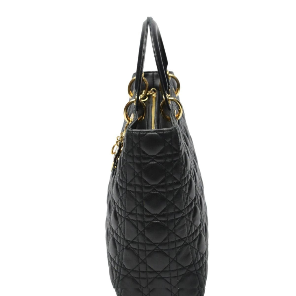 Dior Christian 2-Way Shoulder Bag Cannage Black