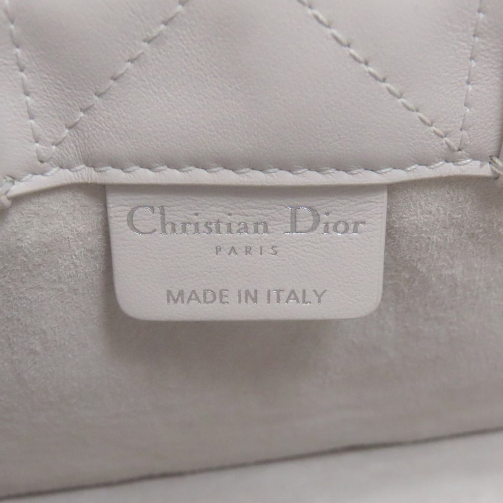 Dior Book Tote Mini Macro Cannage 2-Way Handbag White Gray