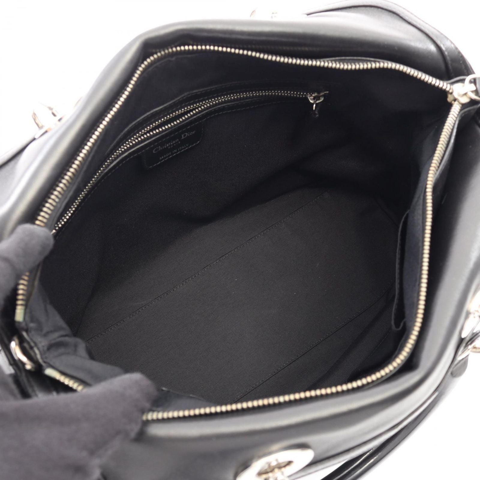 Dior Handbag Granville Cannage 2-Way Black Leather