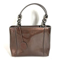 Dior Handbag Maris Pearl Logo Patent Leather Brown