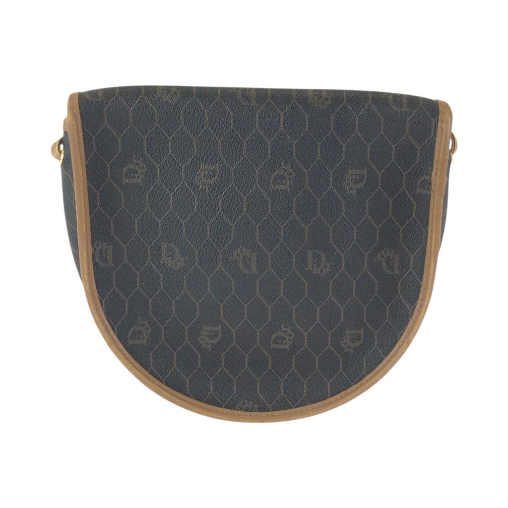 Dior Vintage Honeycomb Pattern Brown Beige Shoulder Bag Pochette