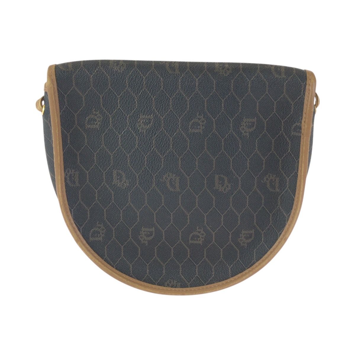 Dior Vintage Honeycomb Pattern Brown Beige Shoulder Bag Pochette