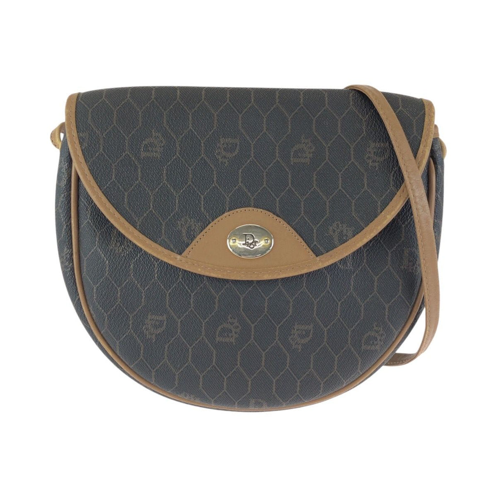 Dior Vintage Honeycomb Pattern Brown Beige Shoulder Bag Pochette