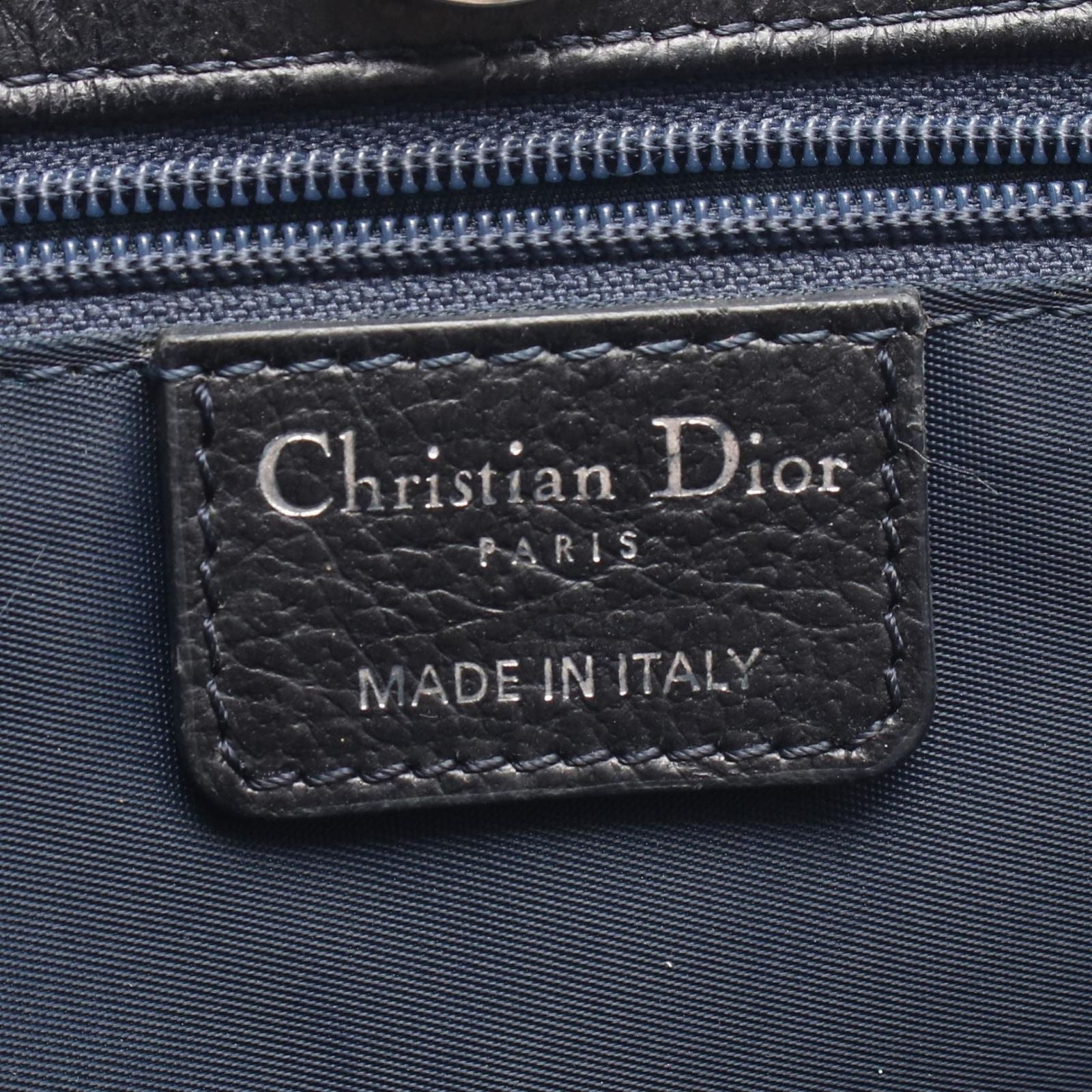 Dior Dio Handbag Tobta Navy Black Orange Denim Leather