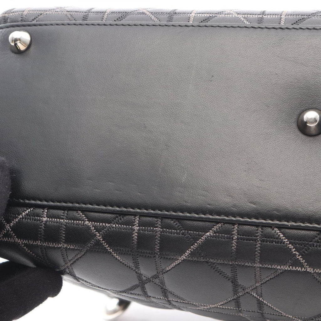 Dior Dio Handbag Ladydio Cannage Black Leather 2-Way Tote