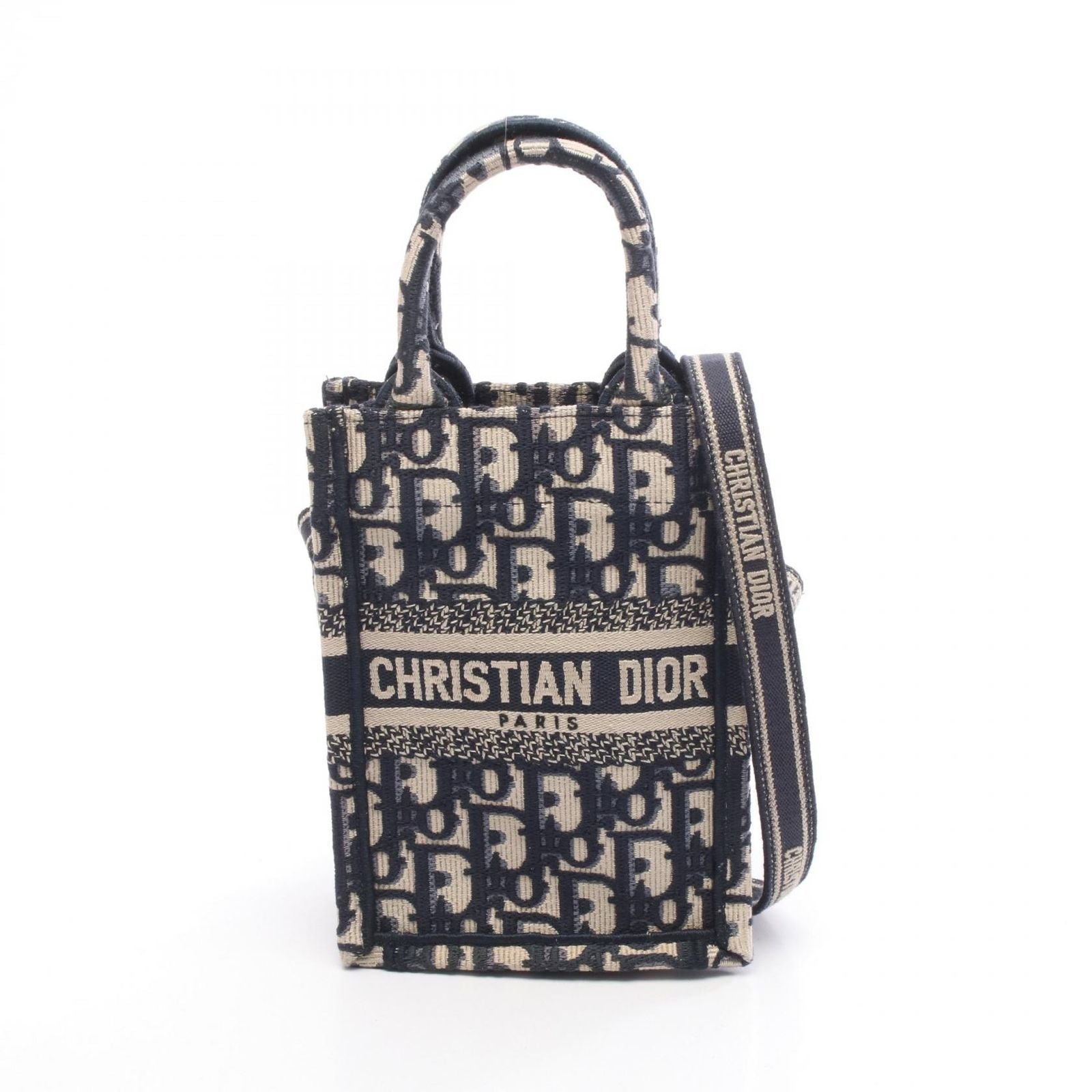 Dior Handbag Book Tote Tikal Mini Phone Oh Breek Navy Canvas Oh Oblique Cook