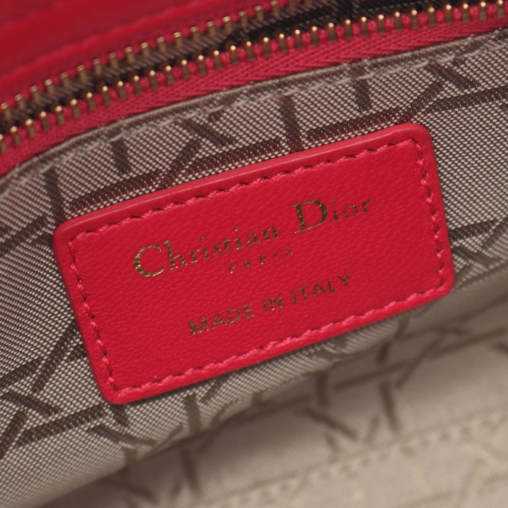 Dior Handbag Lady Dior Mini Cannage 2-Way Magenta Leather Lady Dior Tote