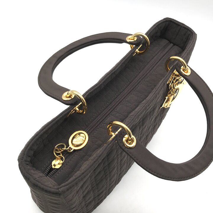 Dior Lady Cannage Nylon Hand Purse Brown