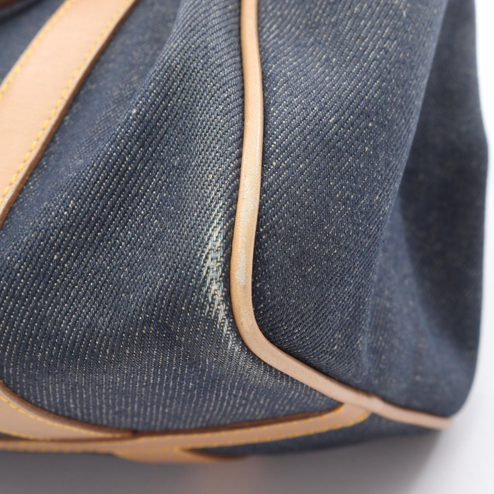 Dior Handbag Mini Boston Blue Denim Leather
