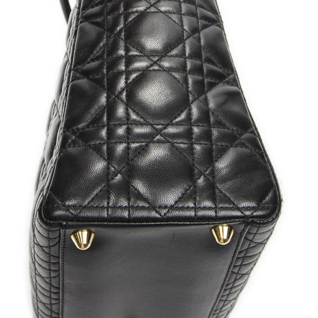 Dior Large Lady Dior Zip Black Canada Lambskin Leather Handbag