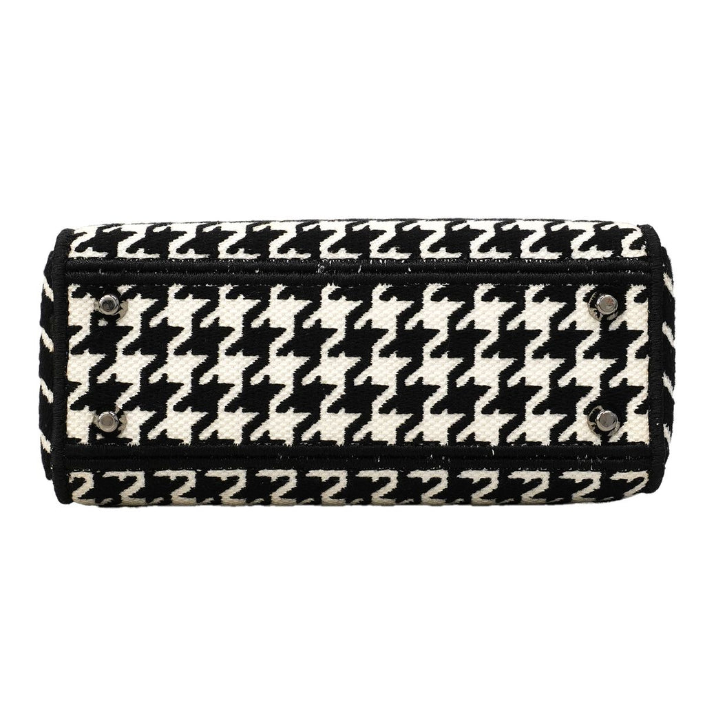 Dior Handbag Lady D Light Canvas White Black Silver 2-Way