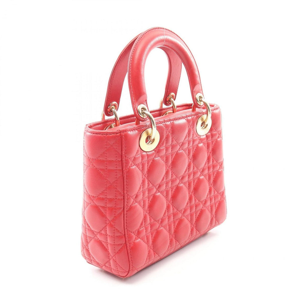 Dior Handbag Lady Dior MY Abcdior Small Cannage 2-Way Red Leather My Tote