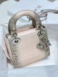 Lady Dior Pink Himalayan shiny crocodile leather with diamond hardware