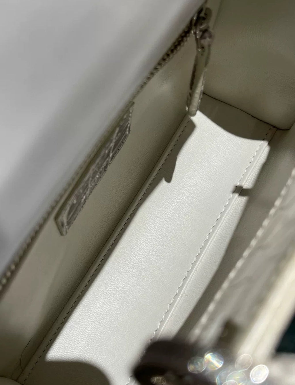 CHRISTIAN DIOR MINI LADY DIOR IN WHITE HIMALAYAN CROCODILE LEATHER & DIAMONDS