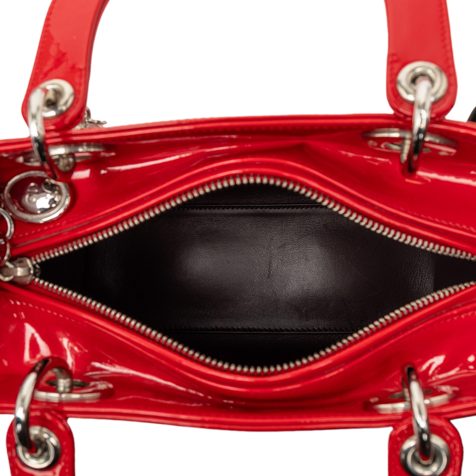 Dior Lady Dior Leather Handbag Red