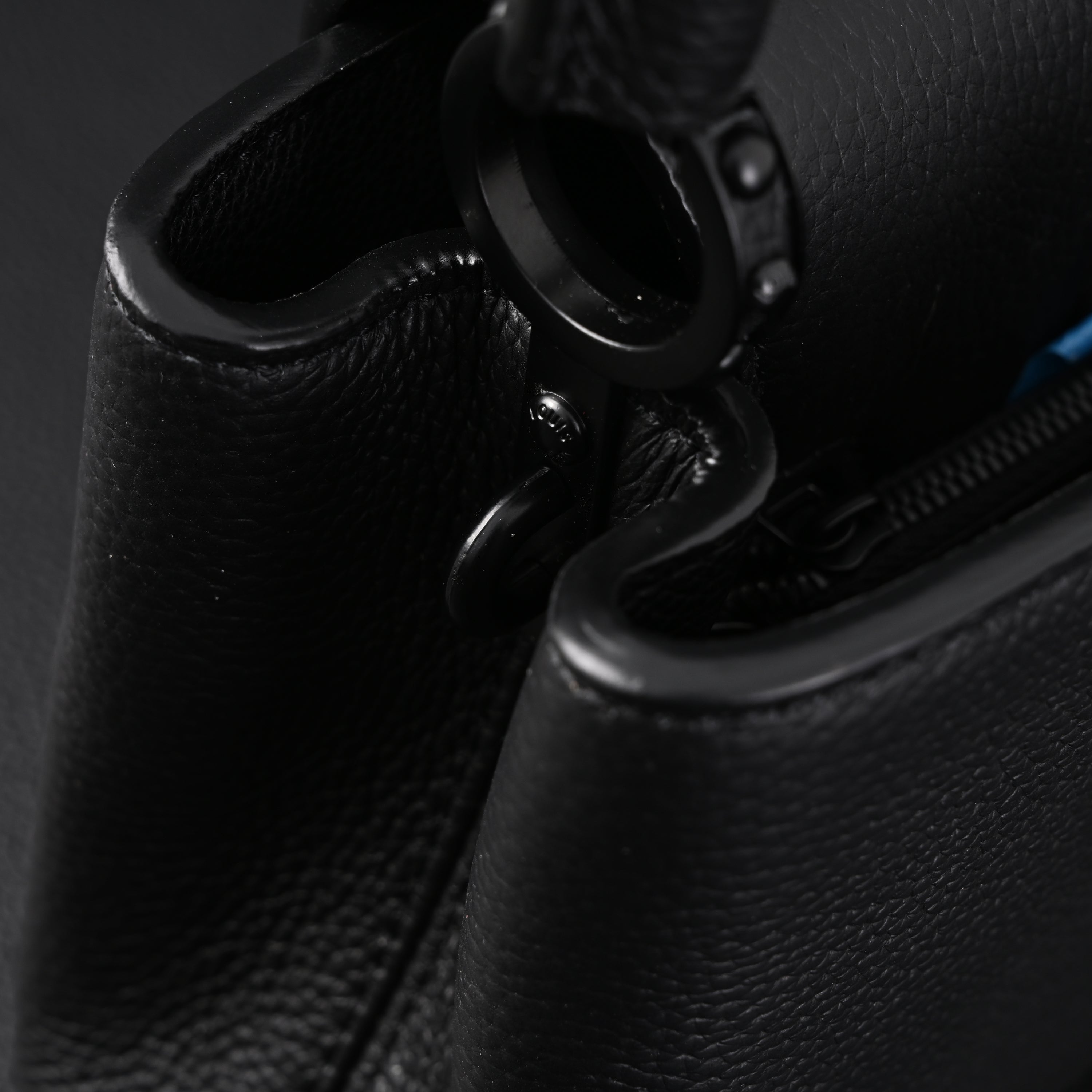 Louis Vuitton Black Grain Leather Mini Top Handle Bag With Chain Strap