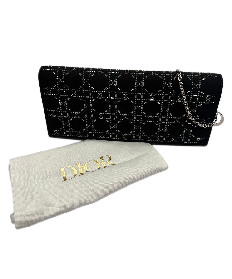 Christian Dior Black Crystal Cannage Clutch