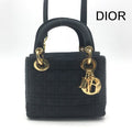 Dior Cannage Nylon Canvas Hand Bag Black