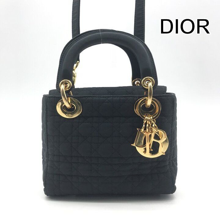 Dior Cannage Nylon Canvas Hand Bag Black