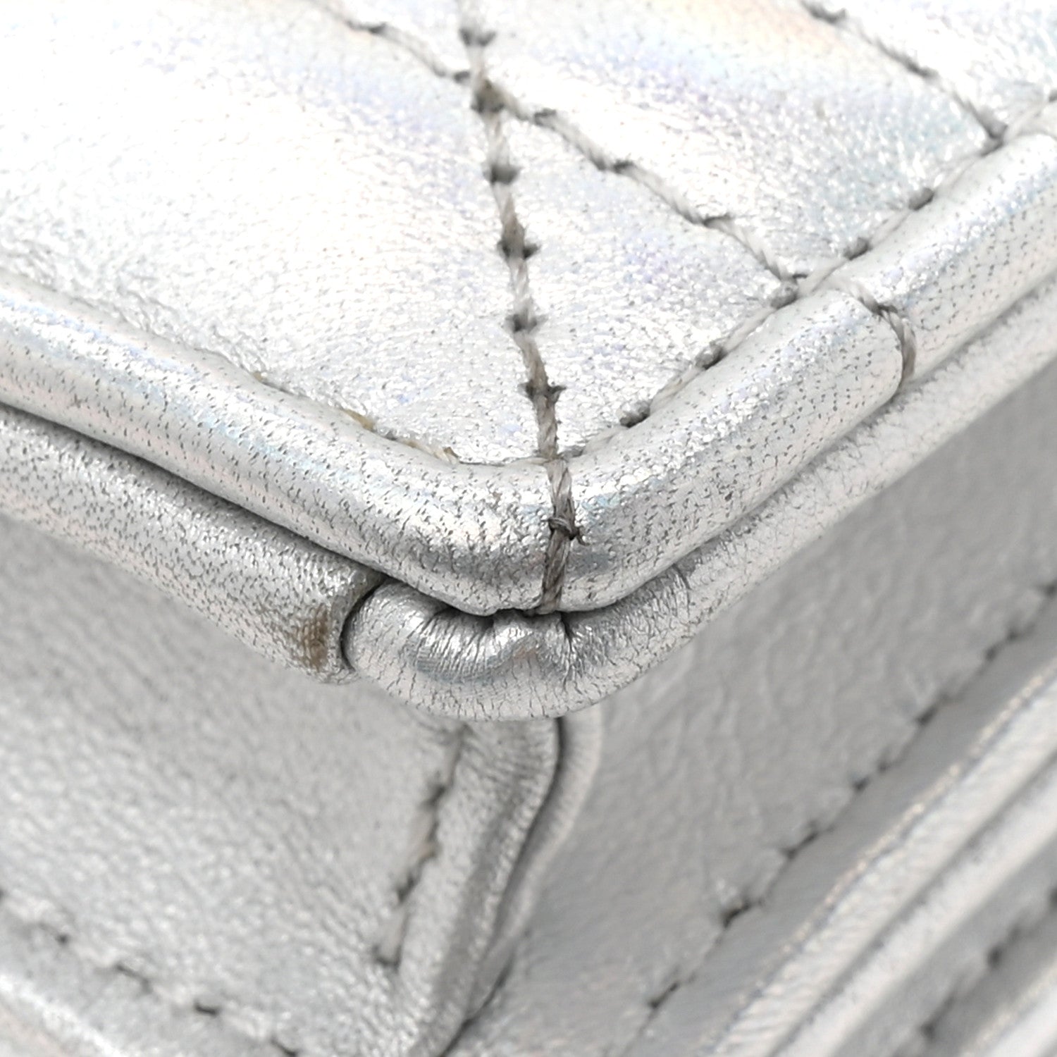 Iridescent Metallic Lambskin Cannage Mini My Dior Bag Silver