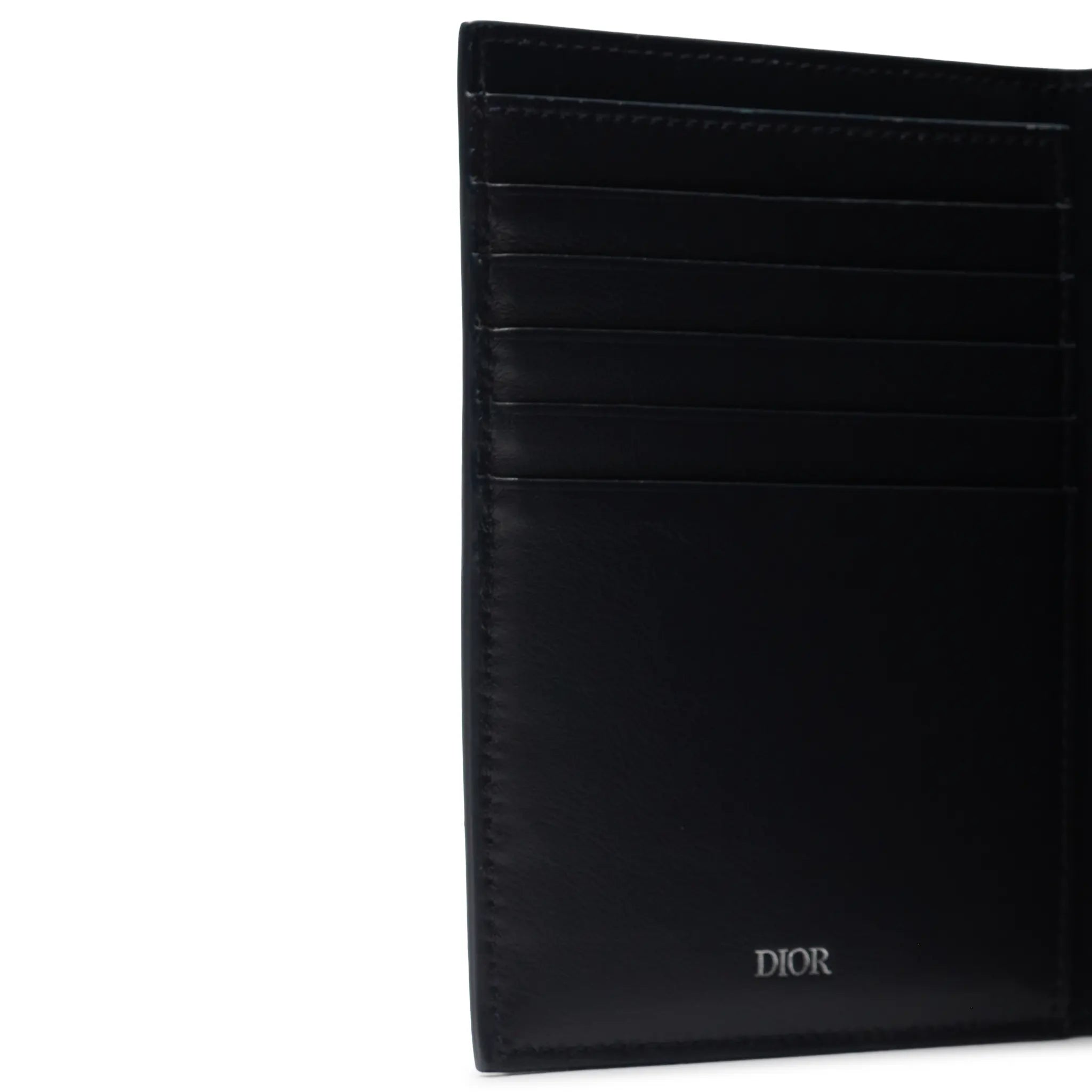 Dior Christian Dior Leather Navy Blue Bifold Passport Card Wallet