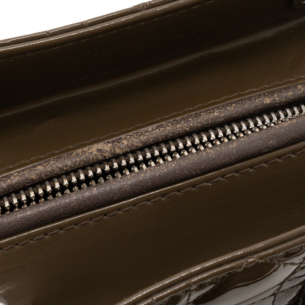 DIOR - Lady Dior medium Dior handbag in brown cannage patent leather