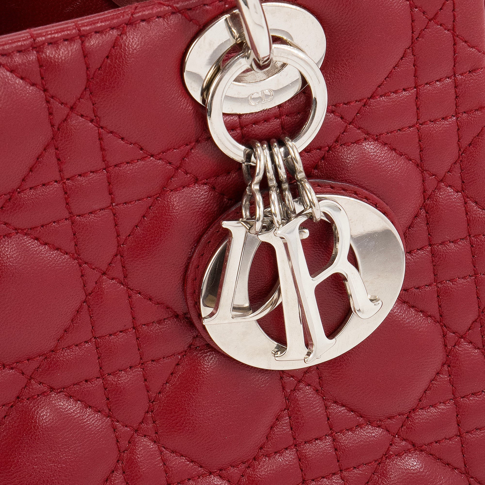 DIOR - Vintage burgundy cannage leather medium Lady Dior handbag