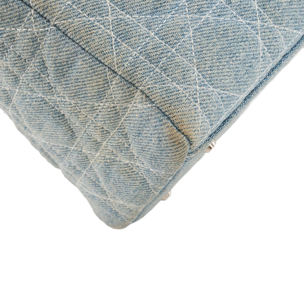 DIOR - Vintage Light Blue Cannage Denim Lady Dior Medium Handbag
