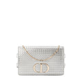 DIOR - Montaigne Pouch handbag in silver micro cannage leather