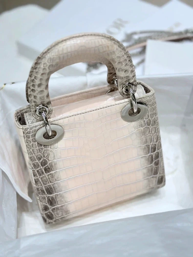 Lady Dior Pink Himalayan shiny crocodile leather with diamond hardware