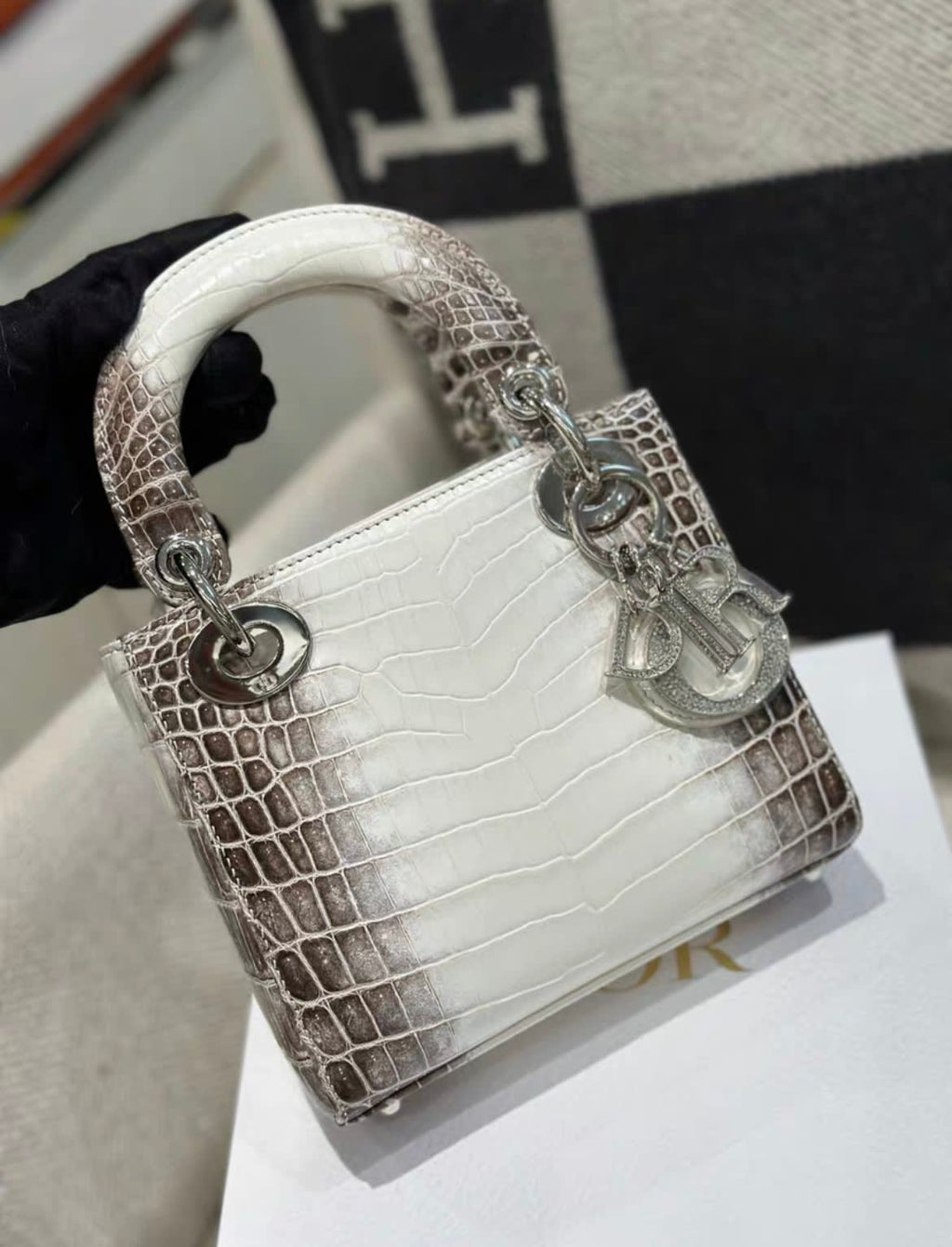Christian Dior Himalayan Crocodile Lady Dior Mini Handbag